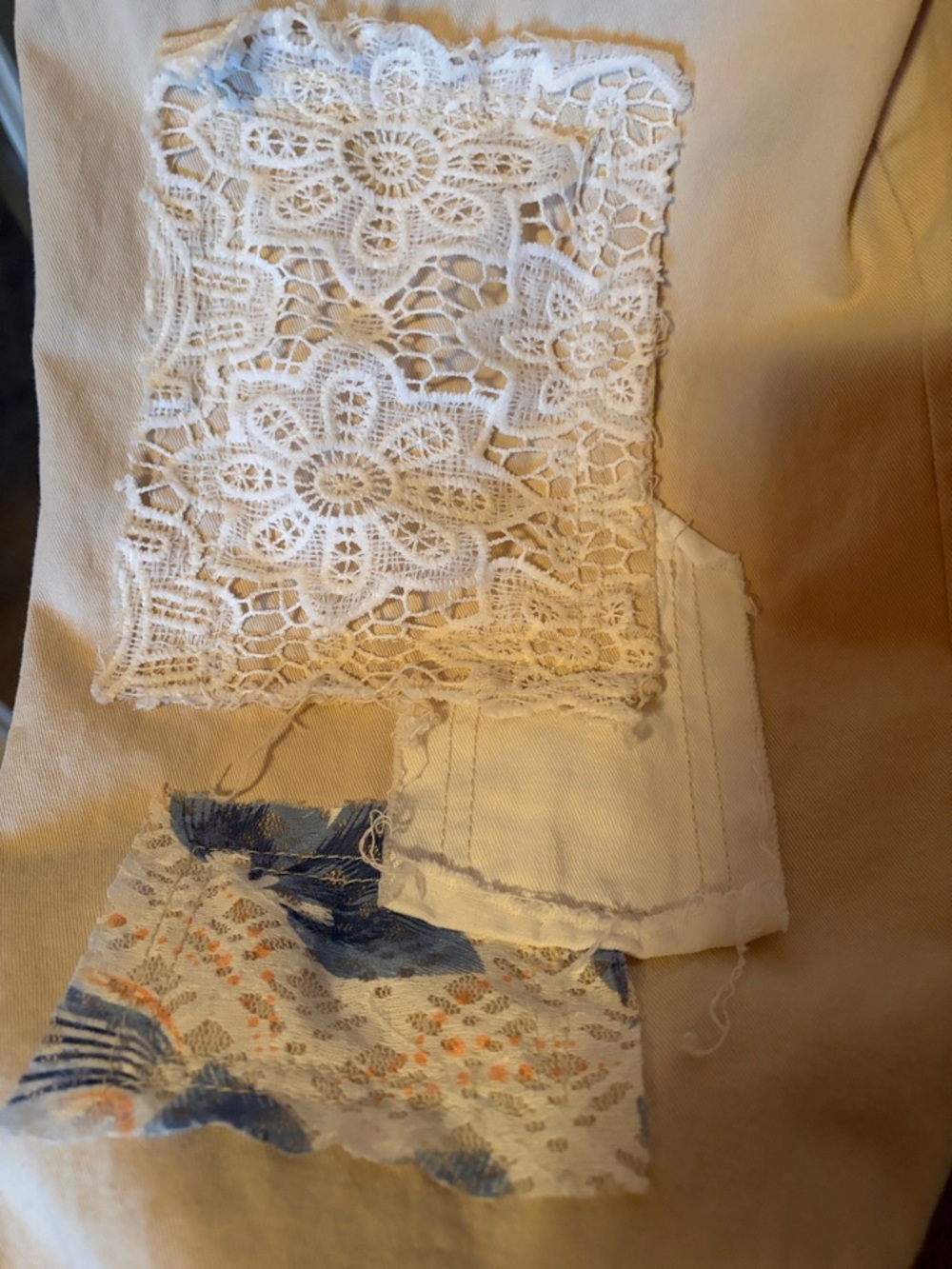 NWOT POL Cream Patchwork Wide Leg Overalls Size Small - Picture 8 of 16